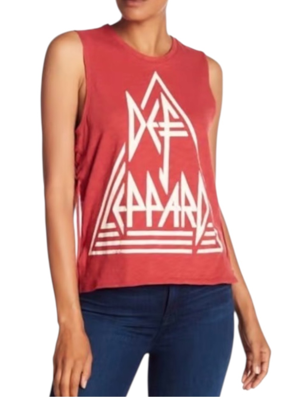 Lucky Red Def Leppard Side Lace Up Tee Large EUC